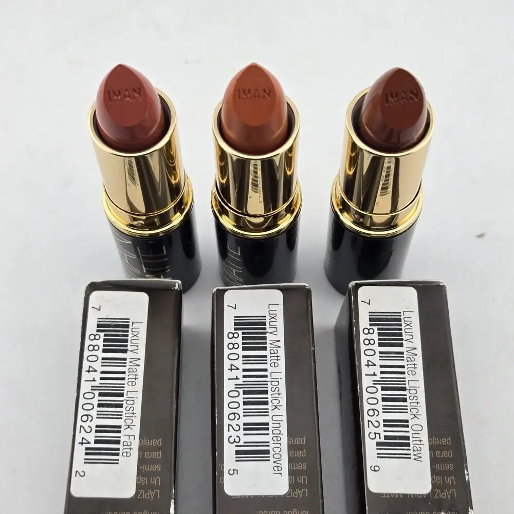 IMAN Luxury Matte Lipstick Mixed Lot Of 5 Assorted Colors Full Size Gift Set